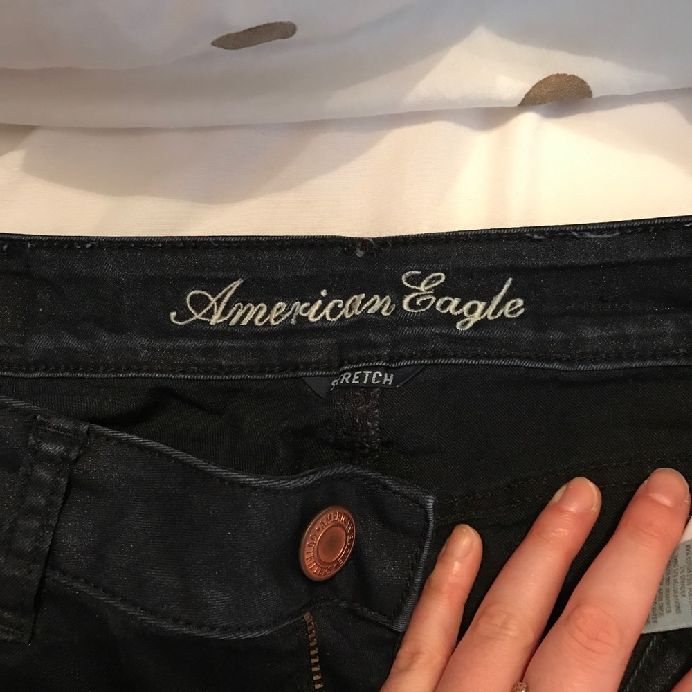American Eagle dark blue shiny jeggings